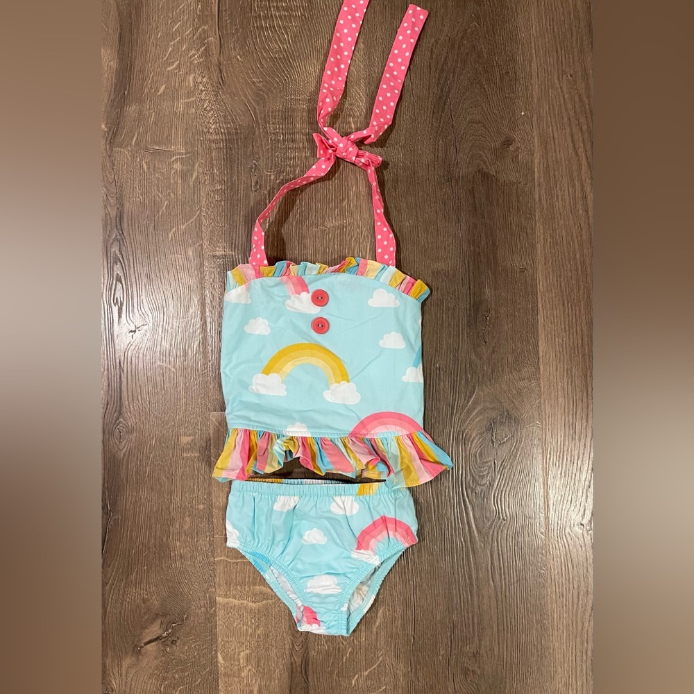 NWOT Eleanor Rose rainbow ruffle bikini size 3-4